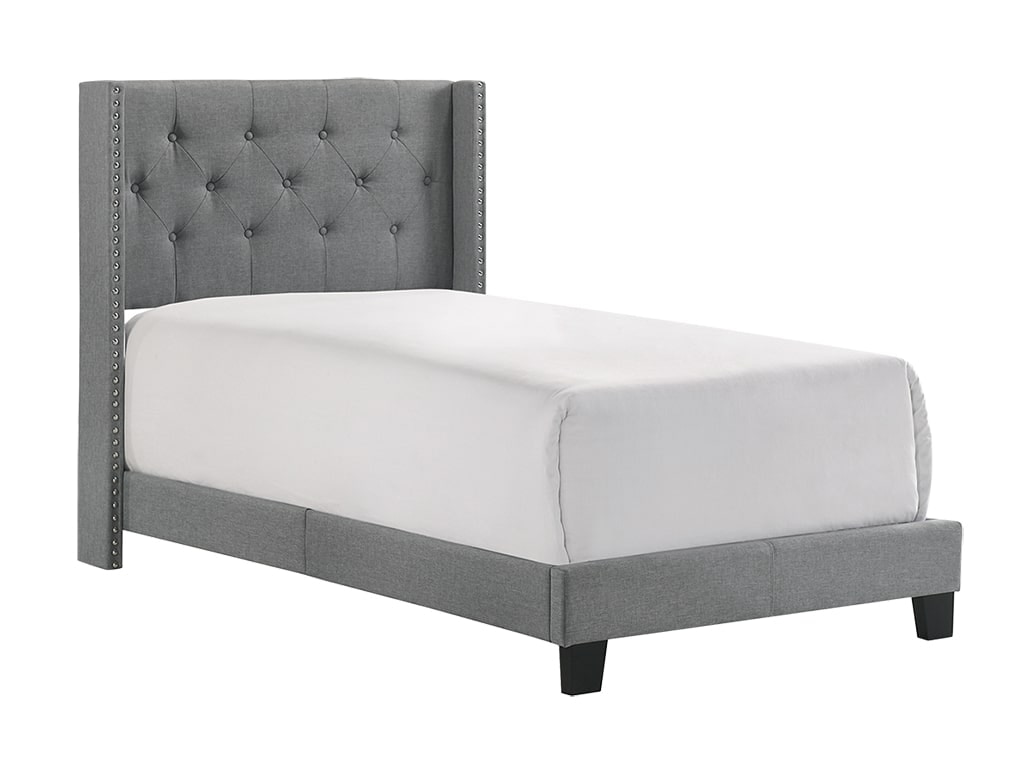 Makayla Grey Twin Upholstered Bed