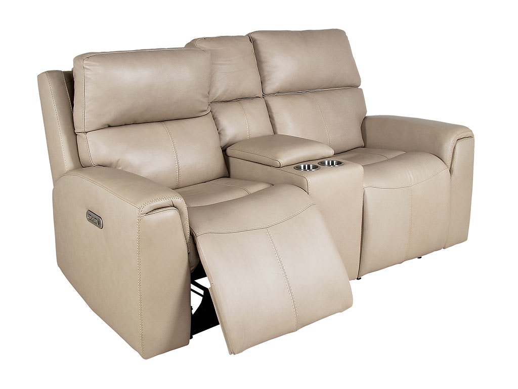 Flexsteel Jarvis Parchment Leather Power Reclining Console