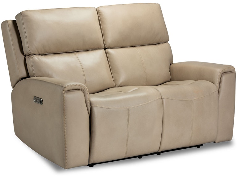 Flexsteel Jarvis Parchment Leather Power Reclining Loveseat with Power Headrest 1828-60PH 009-12 694728270