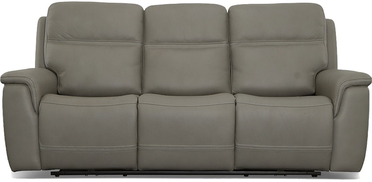 Flexsteel Sawyer Greige Leather Zero Gravity Power Reclining Sofa w/Power Lumbar & Headrests 974506511