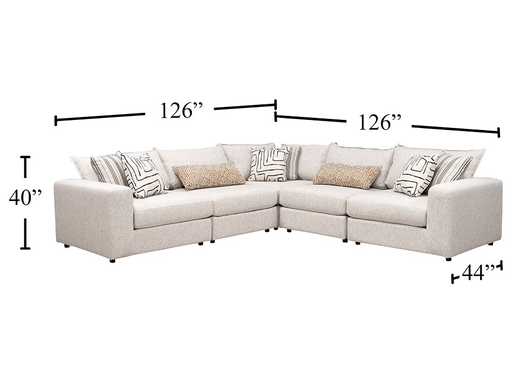 Durango Pewter 5pc Sectional w/ 2 Armless Chairs by Fusion Furniture