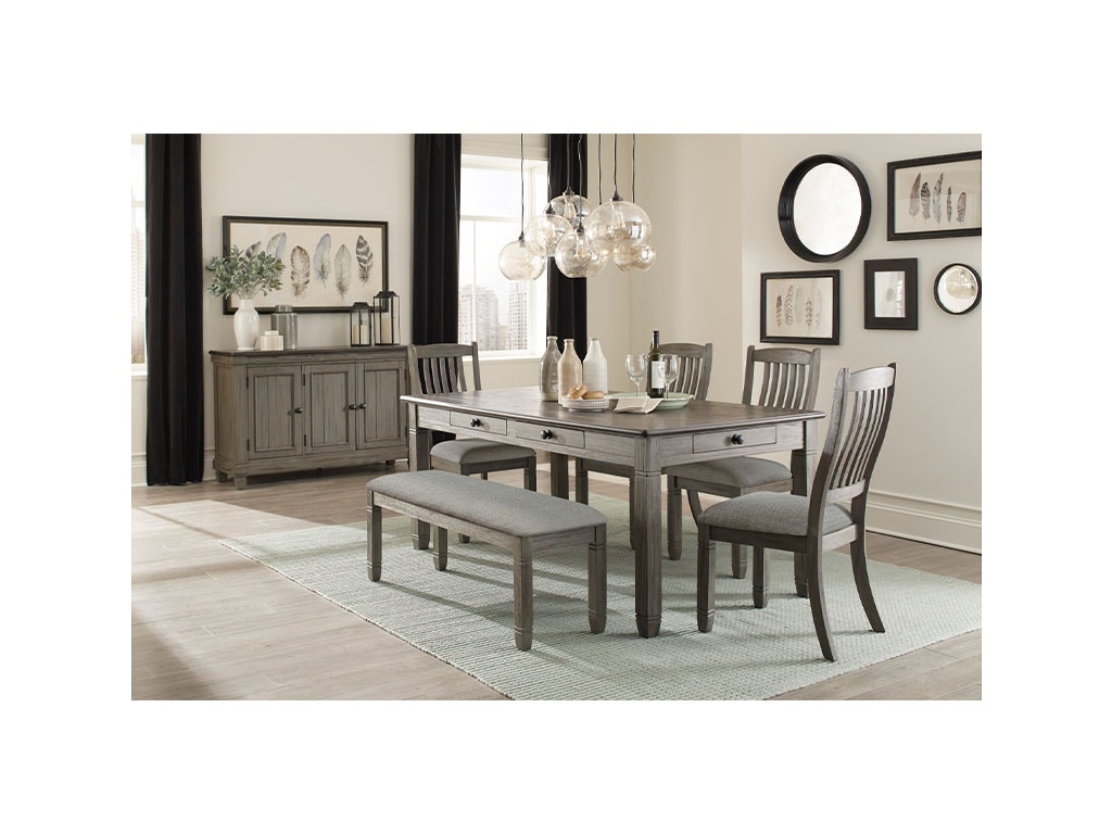 Granby Antique Gray Dining Table 4 Chairs Bench by Homelegance