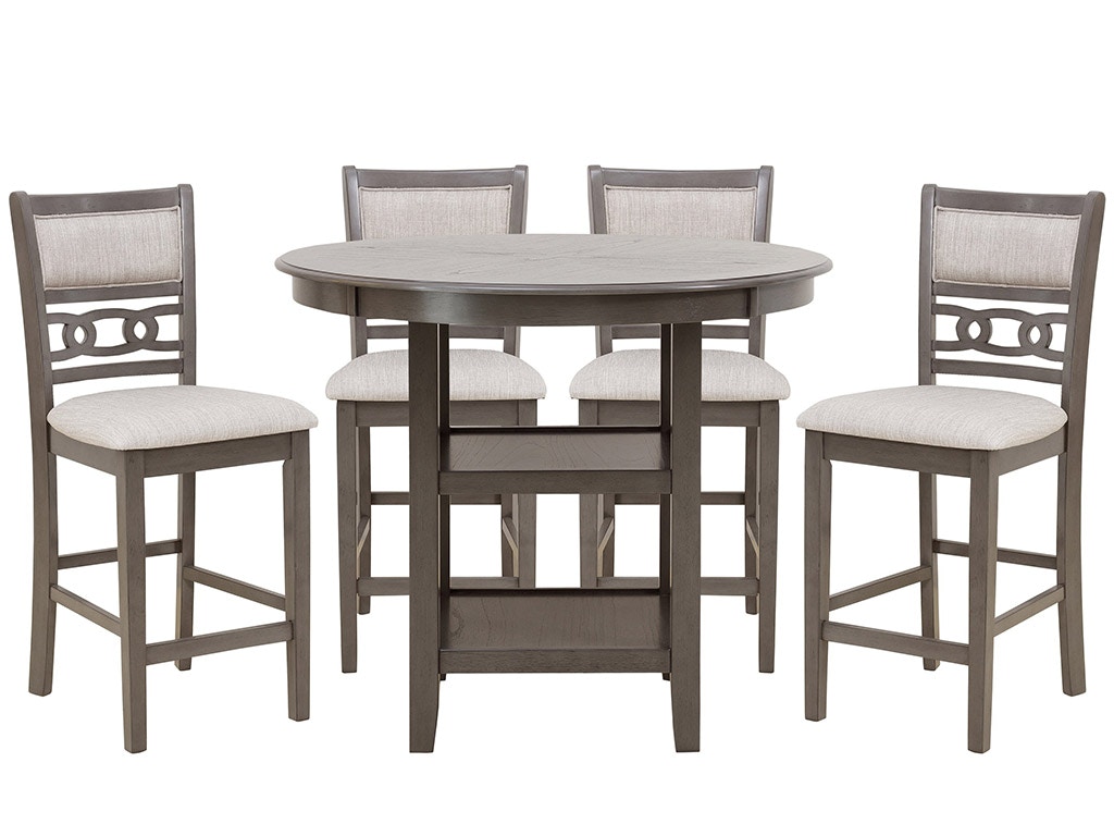 42 Holders Gray Mindy Round Counter Table with 4 Chairs SH1155GRY 36