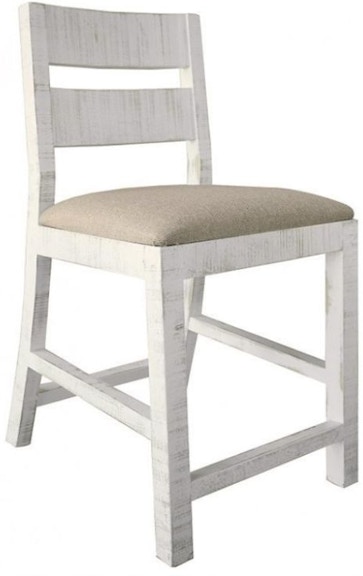 International Furniture Direct Pueblo White Ladderback Stool IFD361BS24 IFD361BS24