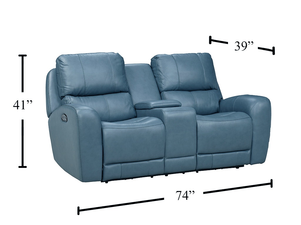 Blue leather loveseat deals recliner