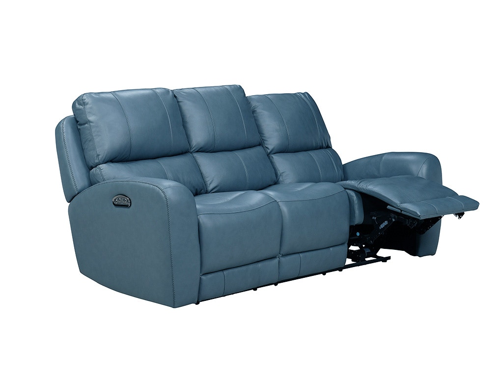 Italo blue leather power deals plus reclining sofa