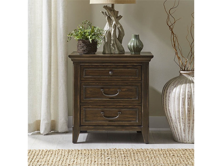 Liberty Furniture Paradise Valley Saddle Brown Nightstand w/ Charging Station 148283211