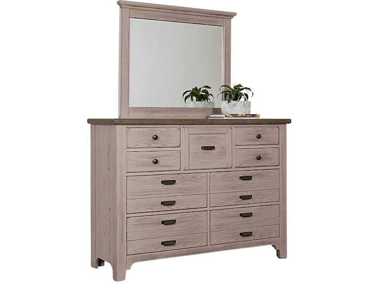 LMCo. Home by Vaughan-Bassett Bungalow Dover Grey 9 Drawer Master Dresser & Mirror 227867527