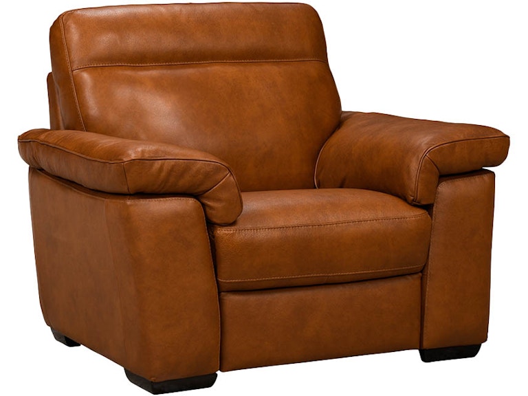 Natuzzi Leather Brivido Brown Leather Power Reclining Arm Chair & Half B757-368 833992208