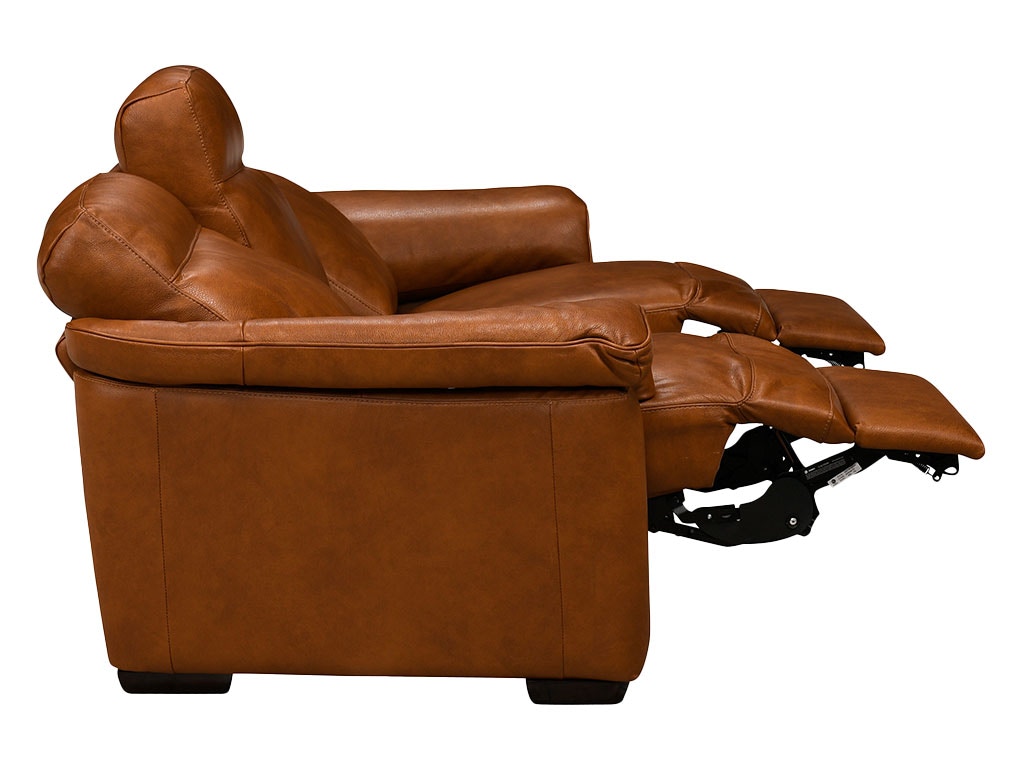 Natuzzi Leather Brivido 92" Brown Leather Power Reclining Sofa B757155