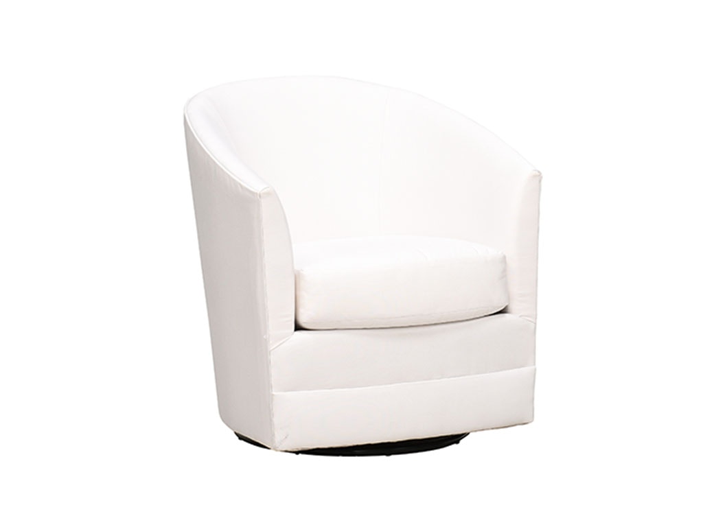 white barrel swivel chair