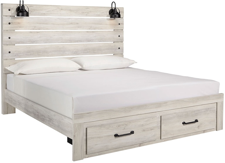 Signature Design by Ashley Cambeck White Panel Bed with Storage Footboard B192 B192PBSBED