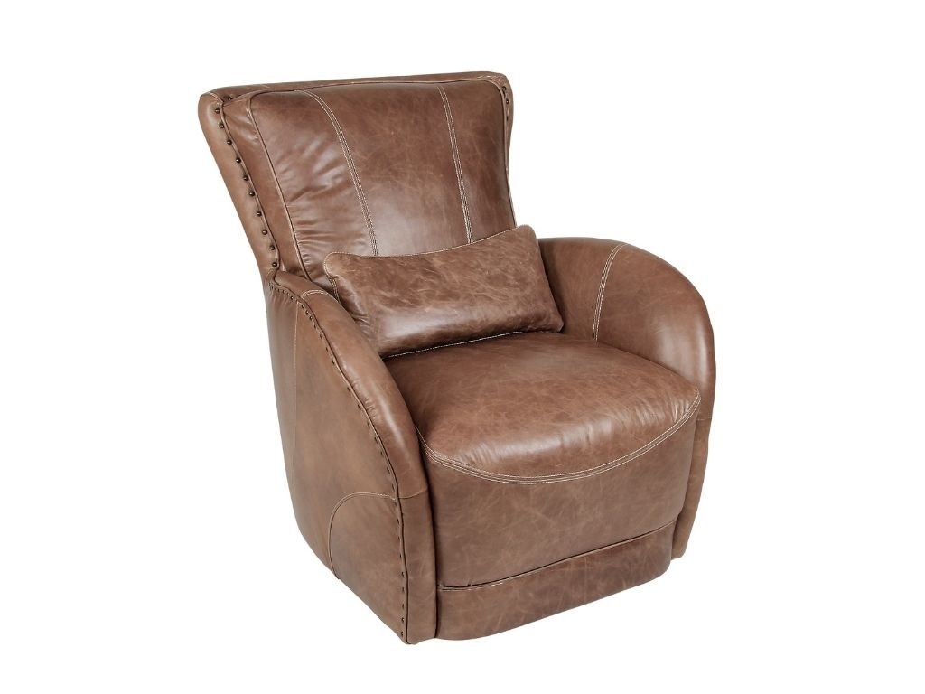 Simon Li Vesuvius Taupe Leather Swivel Chair H330 11L 00 VS0E 01