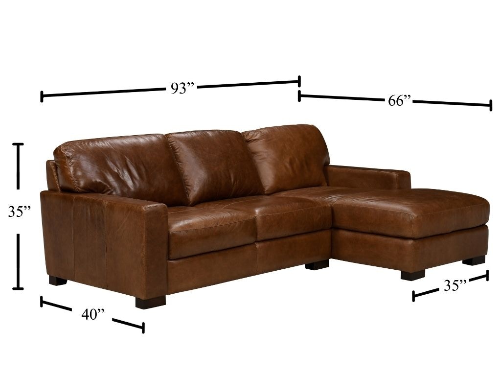 Soft Line Splendor Chestnut Leather 2 Piece Chofa Sectional with RAF