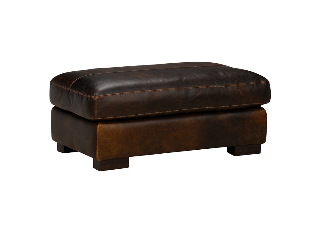 Waco Brown Leather Ottoman by Soft Line America 70031068