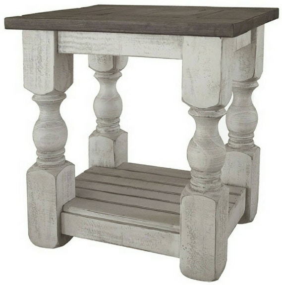 International Furniture Direct Stone White Chairside Table IFD469CST