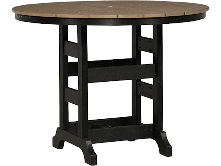 Tru180 Outdoor 48" Counter Height Round Black/Weather Wood Dining Table TR0048-C BW 979524056