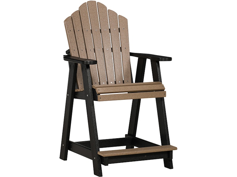 Tru180 Scallop Back Black/ Weather Wood Outdoor Counter Height Chair CPA001-C-S BW 806162792