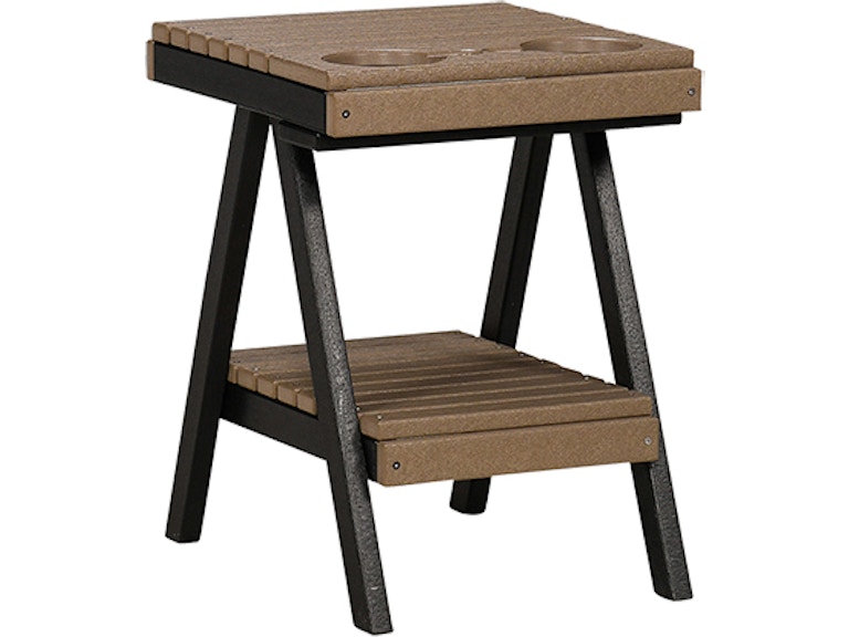 Tru180 Black Weather Wood Outdoor End Table w/ Cupholders ETC002 BW 345656426