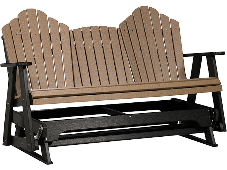 Tru180 Scallop Back 5' Black/Weather Wood Outdoor Glider with Console GL0005-S BW 053093535