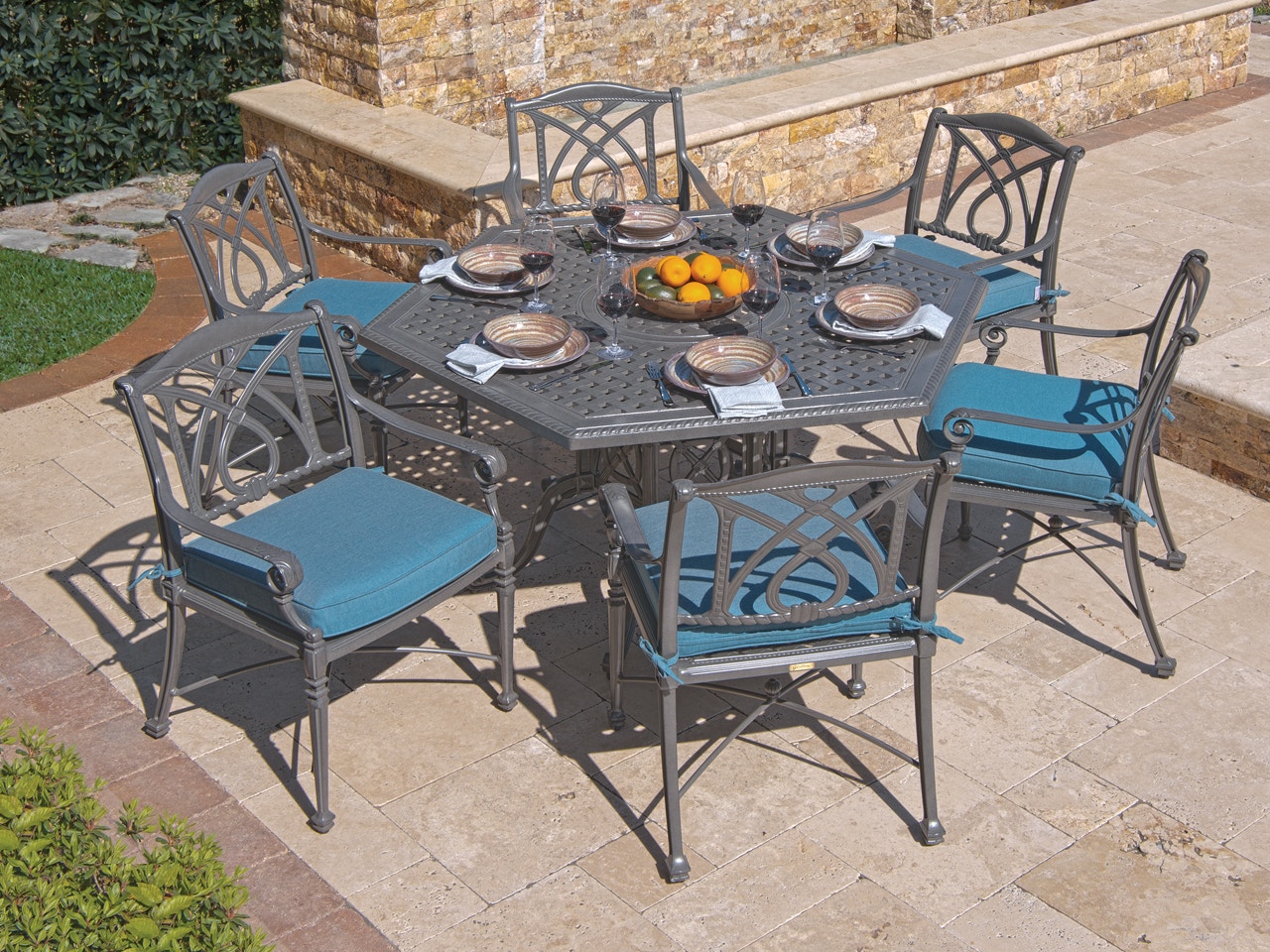 Outdoor Patio Grand Terrace 7 Pc Cast Aluminum Dining Setwith 61