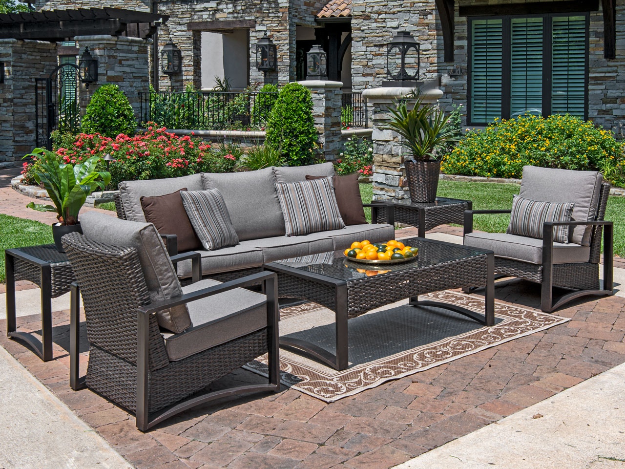 Outdoor Patio Sienna Aged Bronze Aluimnum And Outdoor Wicker 4 Pc