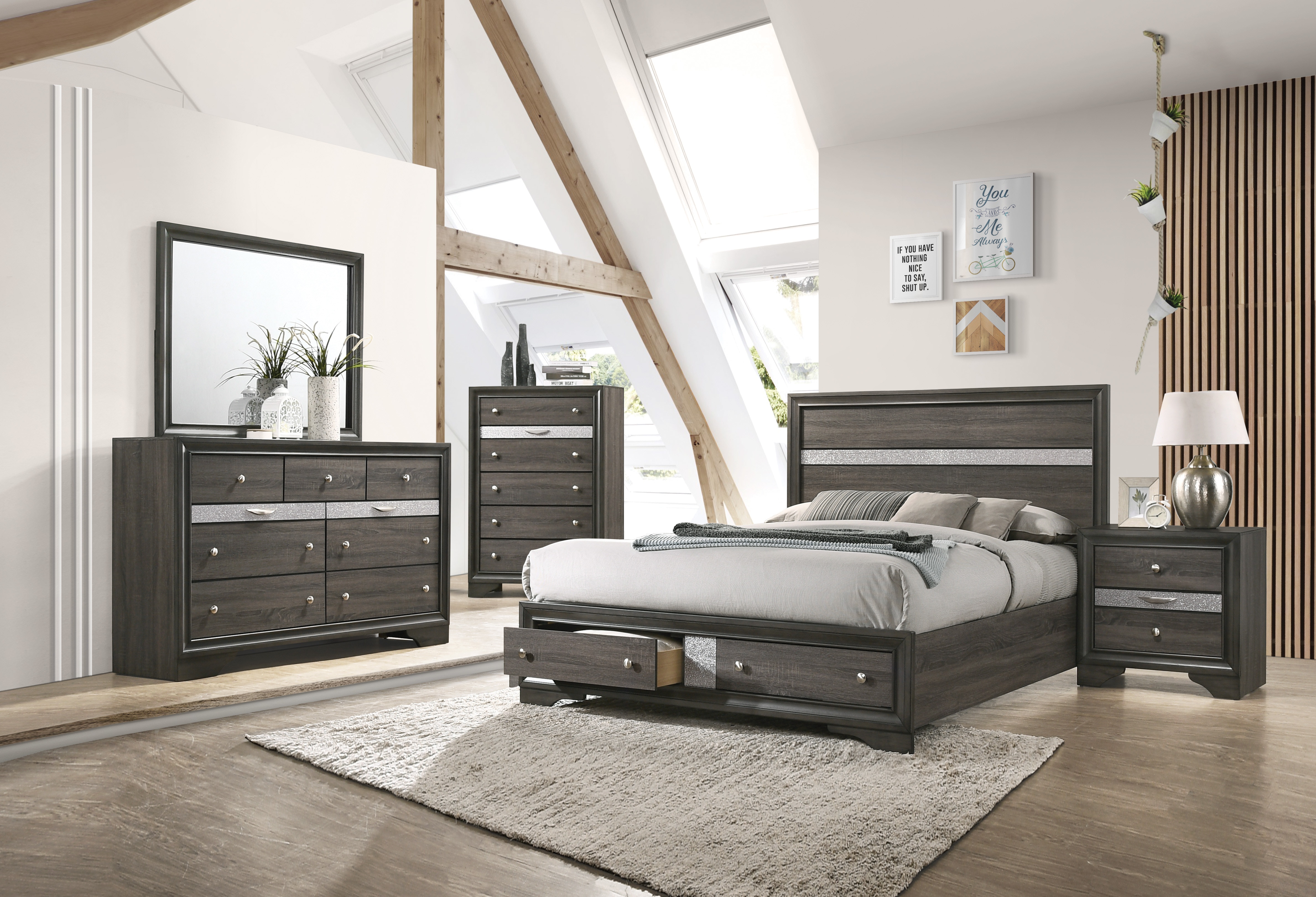 Acme Furniture NAIMA - King Bed, Dresser, Mirror