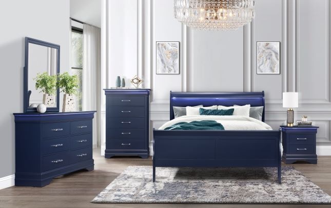 Blue dresser deals and nightstand set