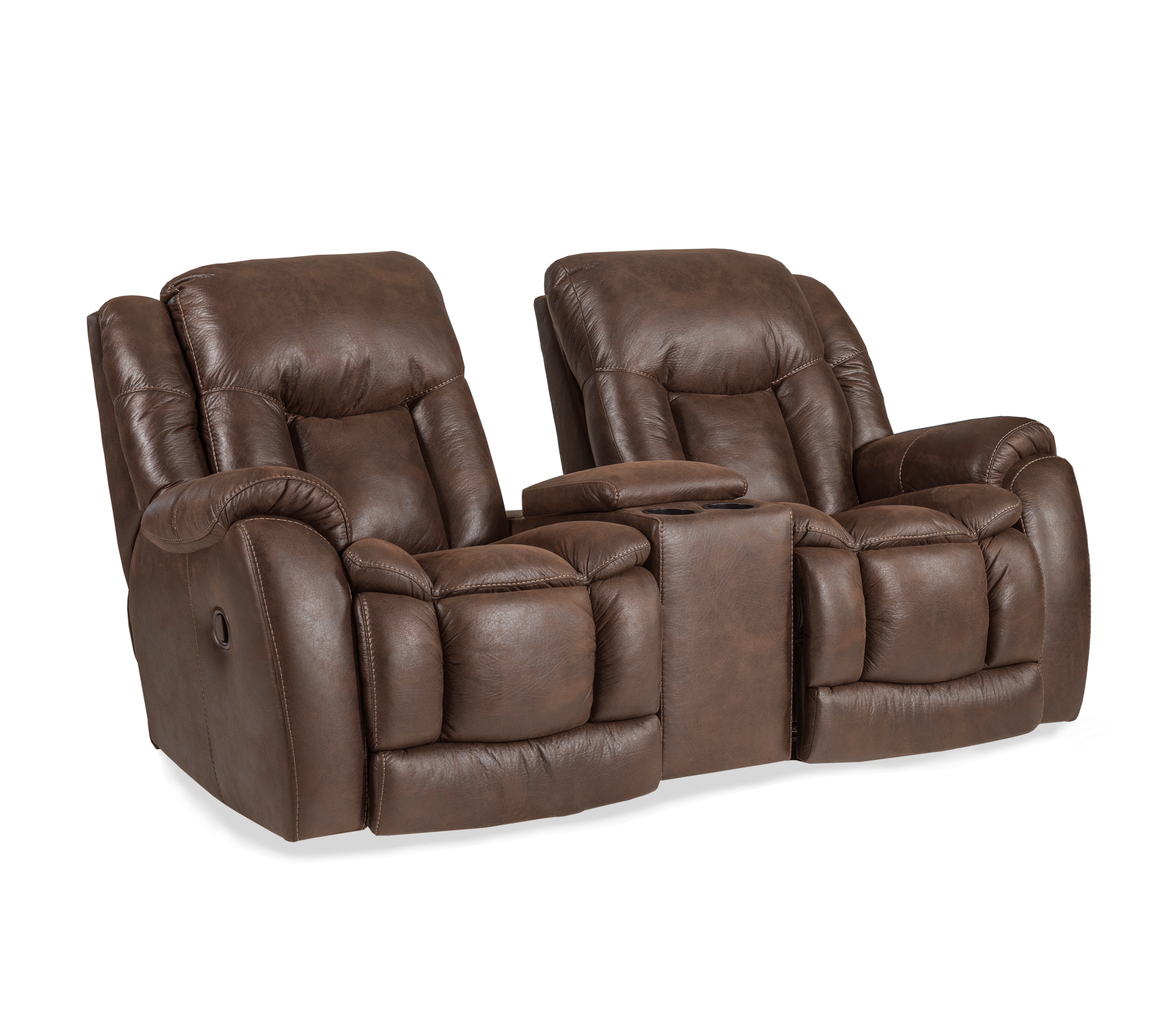 Rocking loveseat with outlet console