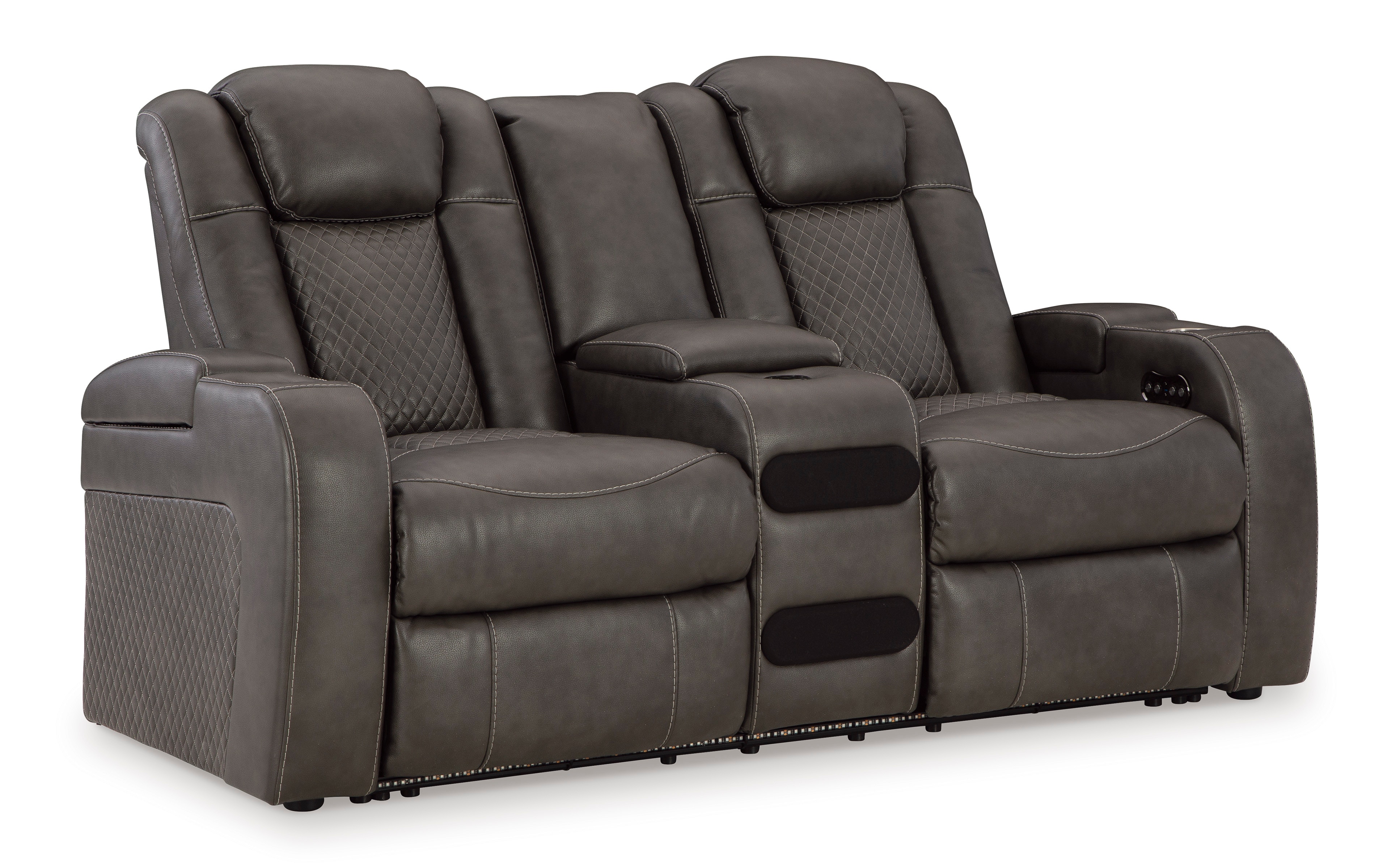 Fyne Dyme Dual Reclining Power Console Loveseat with Bluetooth Speaker System