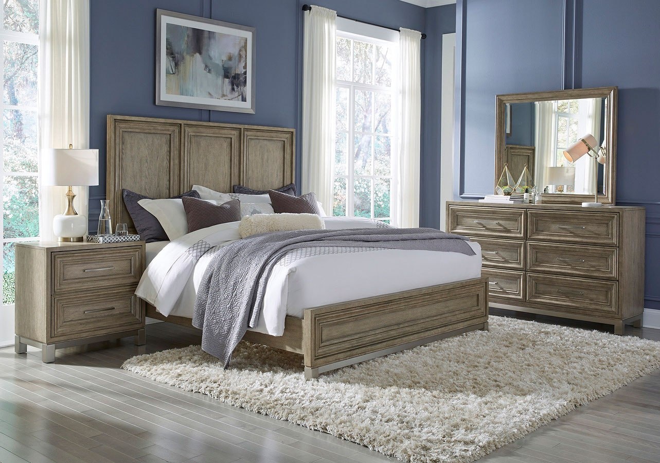 Park Place 6 Pc Set Queen Bed Dresser Mirror Nightstand Chest