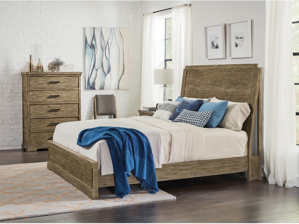 Riverside Bedroom Milton Park Queen Panel Bed in Primitive Silk