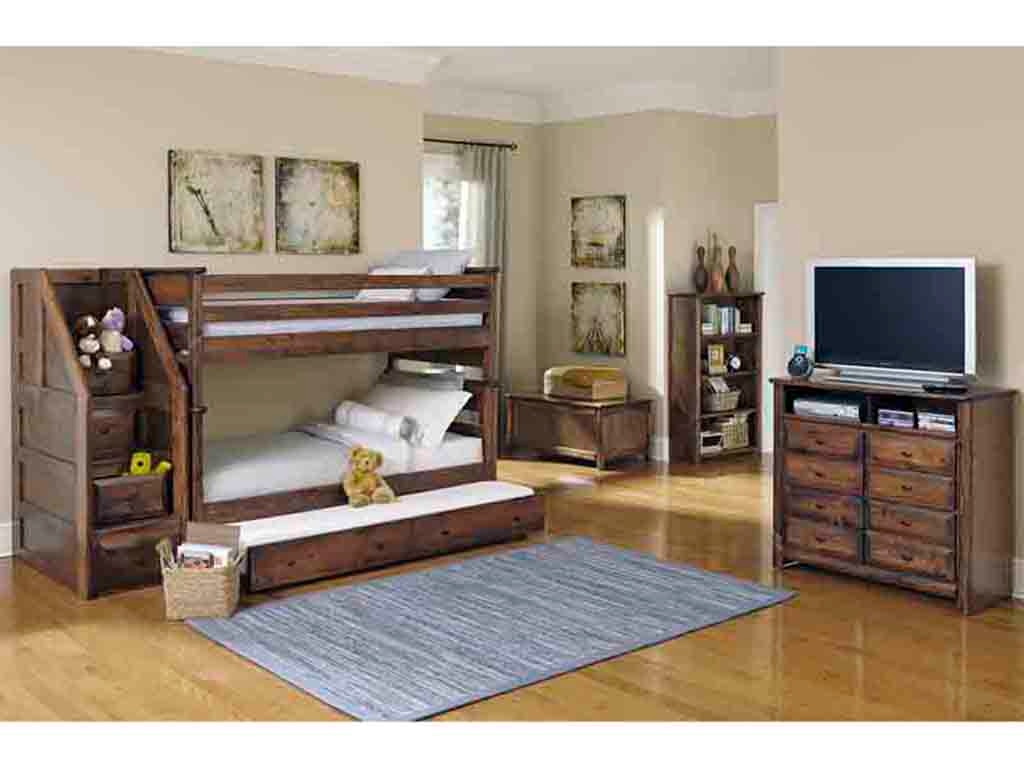 Trendwood LAGUNA TWIN/TWIN BUNK with Stairs in American Chestnut Laguna Twin Twin Bunk with Stairs AC