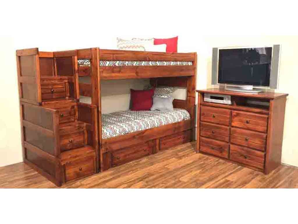 Trendwood Bedroom WRANGLER TWIN/TWIN BUNK BED in Cocoa Finish Sedona