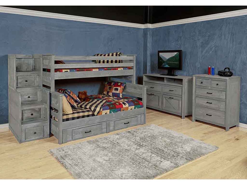Trendwood URBAN RANCH TWIN/FULL BUNK BED in Urban Gray Finish Urban Ranch TW FL Bunk UG