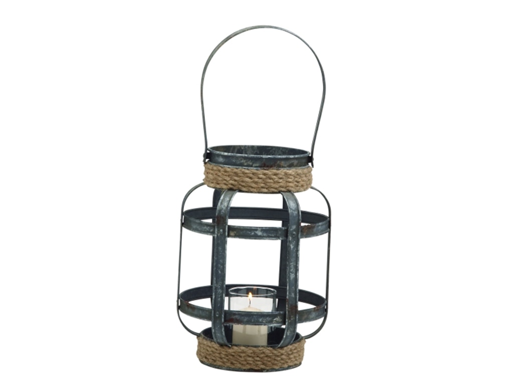 UMA Home Decor UMA Metal & Glass Rope Candle Lantern 87965