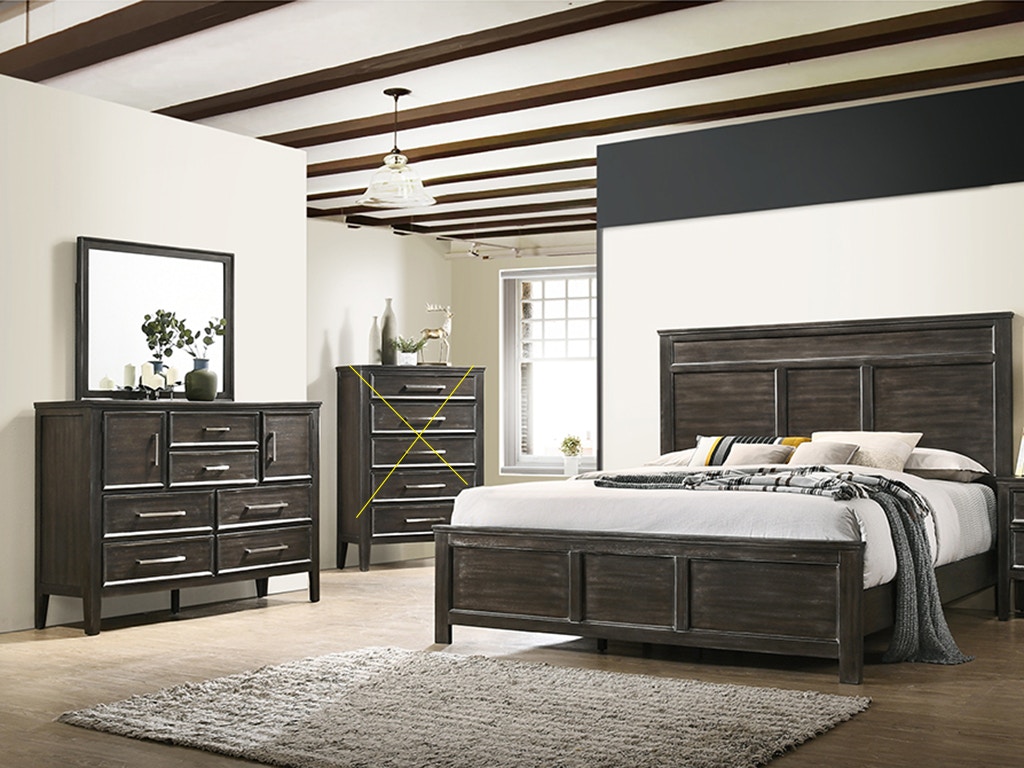 New Classic ANDOVER 3 Piece Set - Queen Bed, Dresser, Mirror - Nutmeg B677B3PC