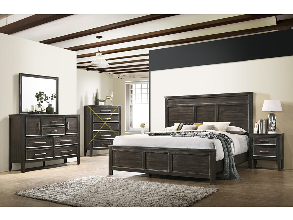 New Classic ANDOVER 4 Piece Set - Queen Bed, Dresser, Mirror, Nightstand - Nutmeg B677B4PC