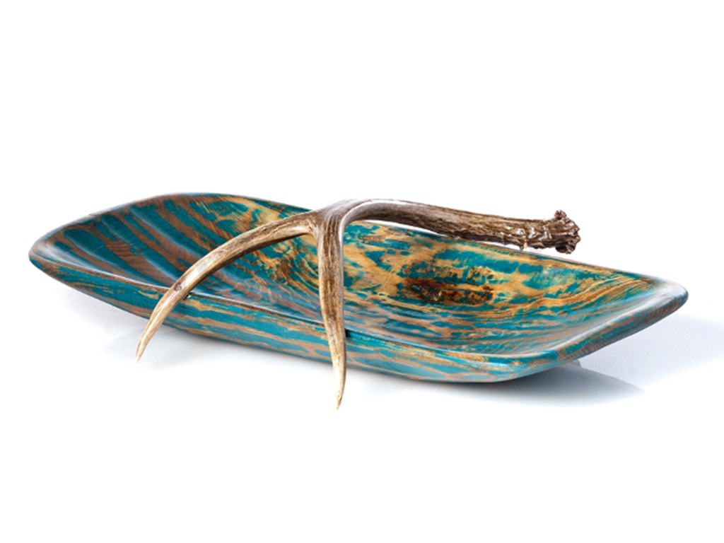 Mexican Country Imports Antler Bowl - Turquoise ABT