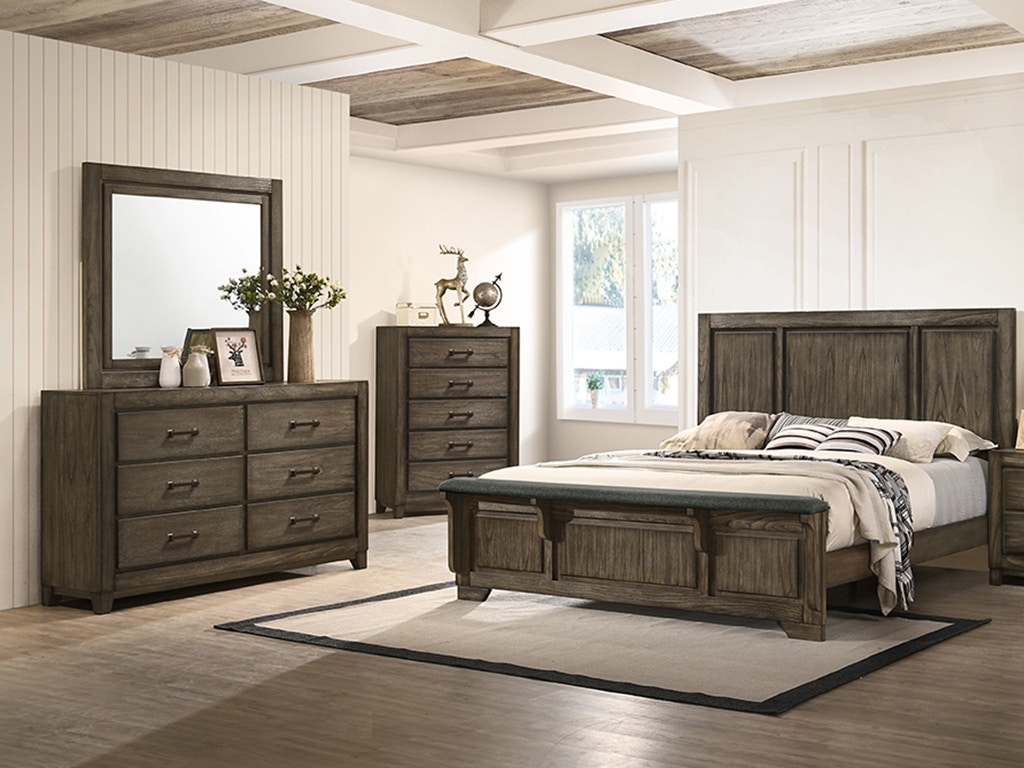 New Classic ASHLAND 4 Piece Set - Queen Bed, Dresser, Mirror, Chest B923B4PCCH