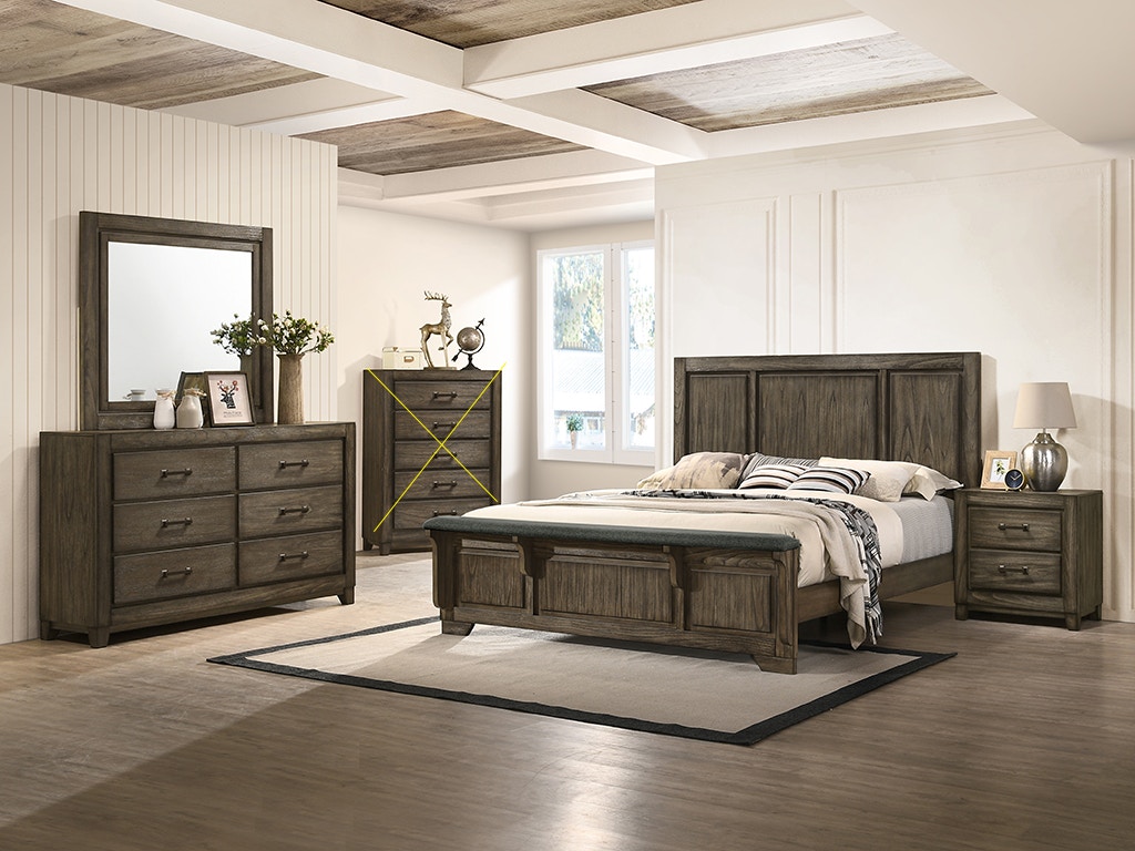 New Classic ASHLAND 4 Piece Set - Queen Bed, Dresser, Mirror, Nightstand B923B4PC