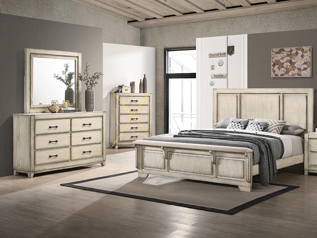New Classic ASHLAND 3 Piece Set - Queen Bed, Dresser, Mirror - WHITE B923W3PC