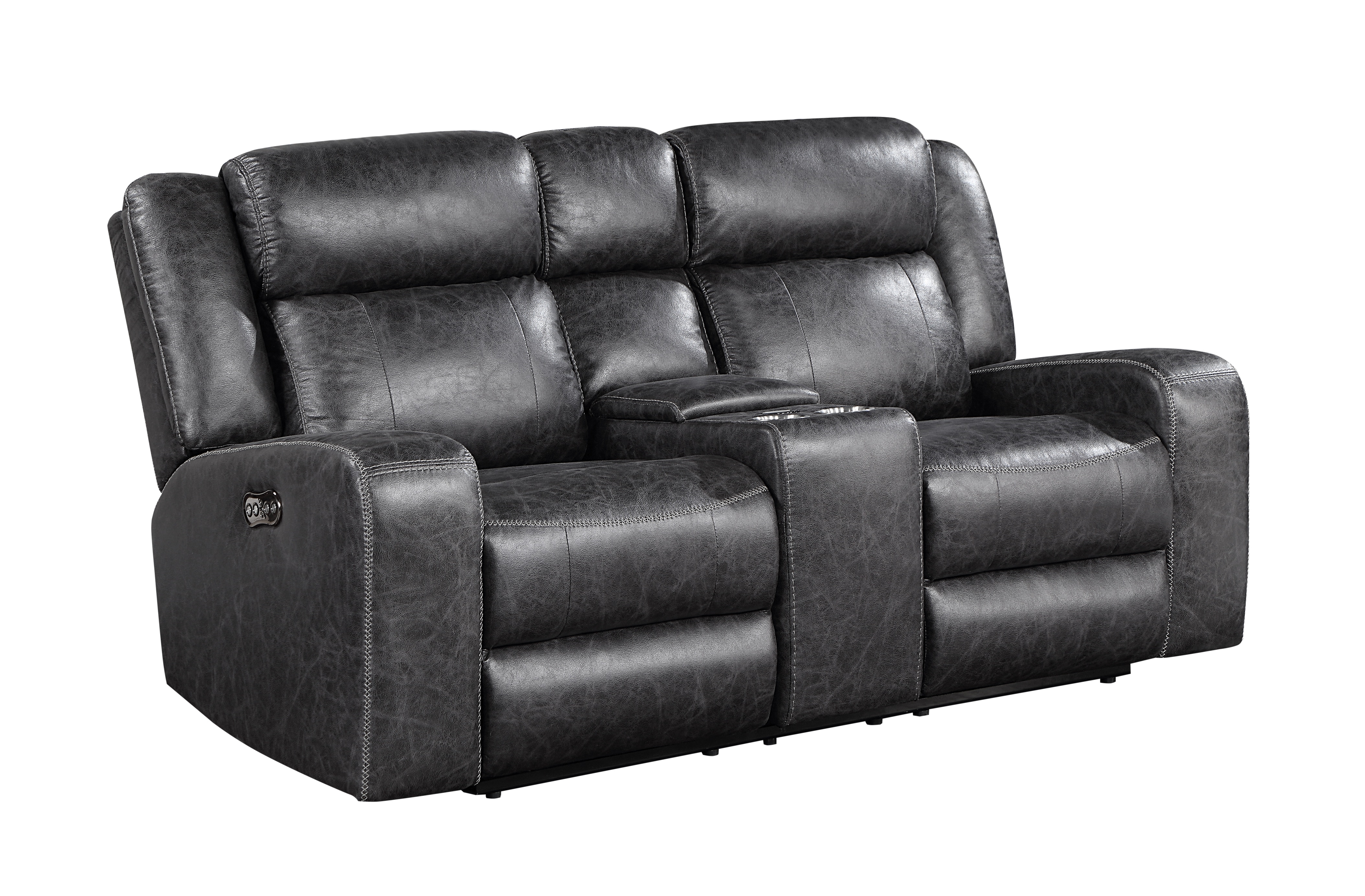 New Classic ATTICUS DUAL RECLINER CONSOLE LOVESEAT - CHARCOAL U2413-25-CHr