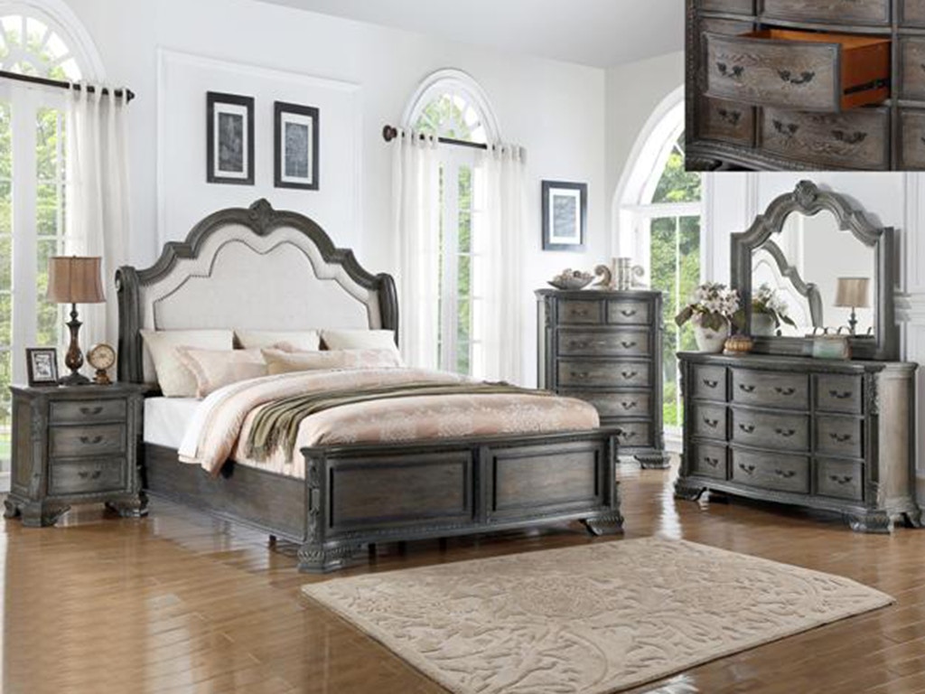 Crown Mark Bedroom Sheffield Antique Grey King Bed B1120K - Furniture  Market - Austin, TX, image size:1024x768