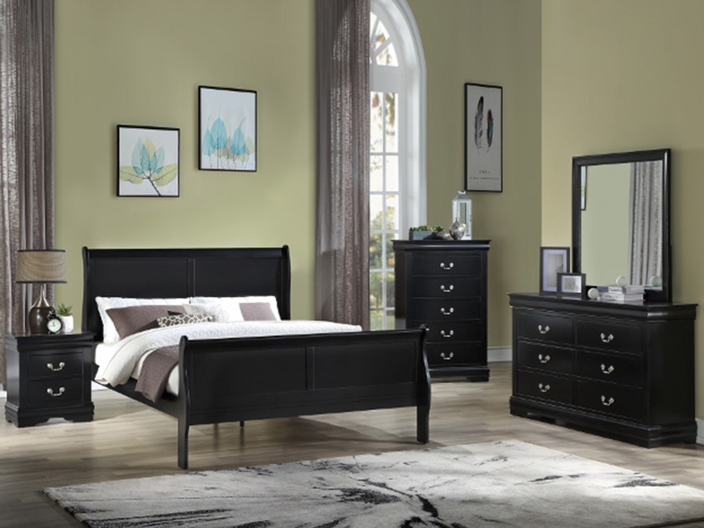 Crown Mark Louis Philip Black King Bed B3900K