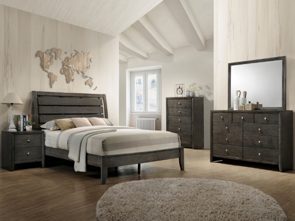 Crown Mark Evan King Bed in Grey B4720K