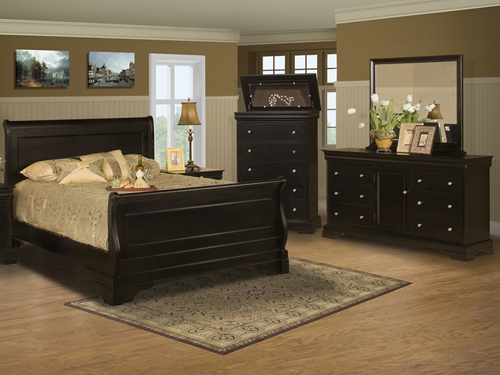 black bedroom dresser sets B3950 LOUIS PHILIP BLACK BEDROOM GROUP