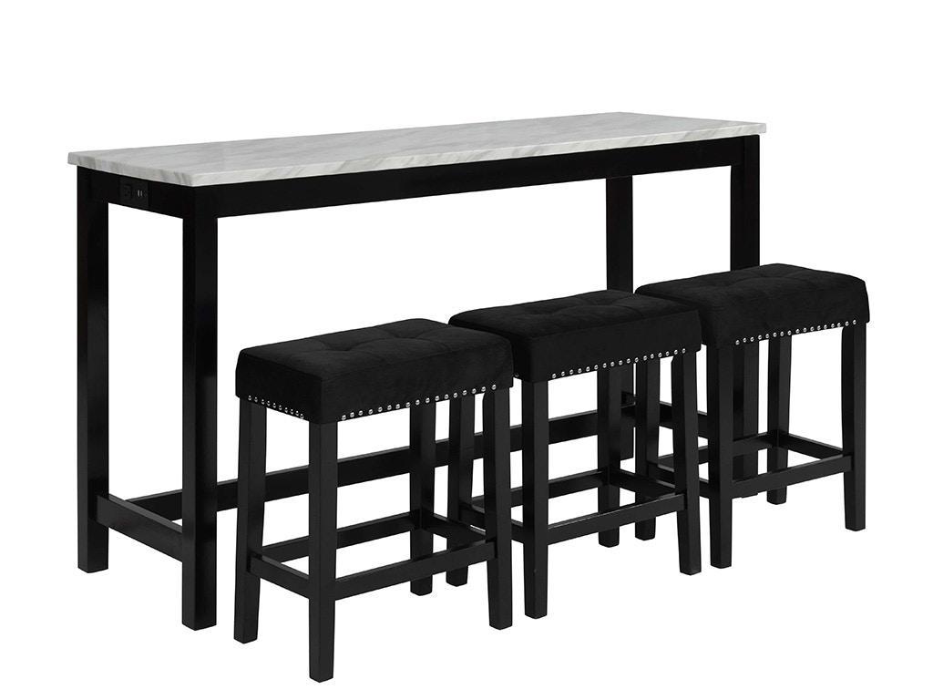 New Classic CELESTE THEATER BAR TABLE + 3 STOOLS - BLACK D400-3BS-BLK