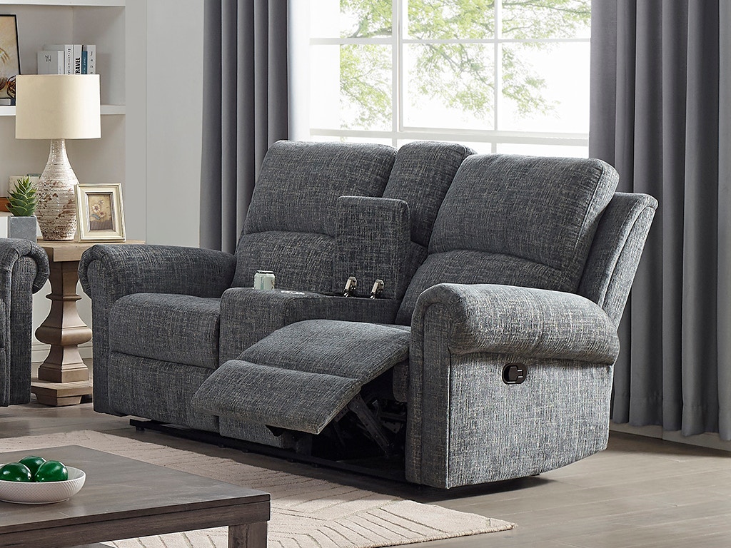 New Classic CONNOR CONSOLE LOVESEAT with DUAL RECLINERS U1172-25-GRY