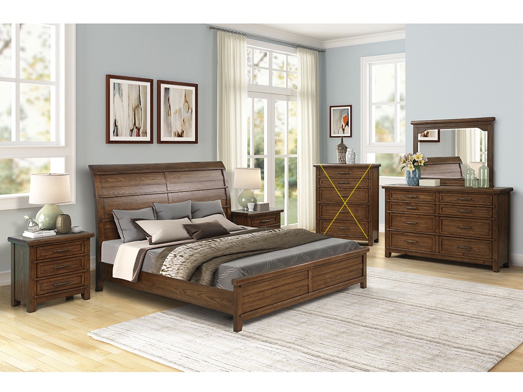 New Classic FAIRFAX 4 Piece Set - Queen Bed, Dresser, Mirror, Nightstand B7044PC
